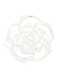 Silver Diamante & Pearl Rose Brooch - link has visual effect only