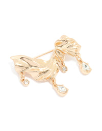 Gold Diamante Drop Molten Brooch - link has visual effect only