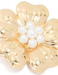 Gold Pearl Floral Brooch - link has visual effect only