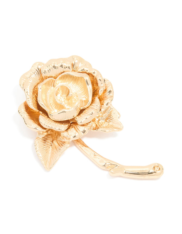 Gold Blooming Rose Brooch
