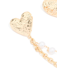 Gold Textured Double Heart Chain Brooch - link has visual effect only