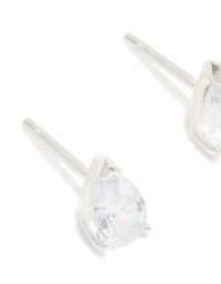 Sterling Silver Cubic Zirconia Pear Stud Earrings - link has visual effect only