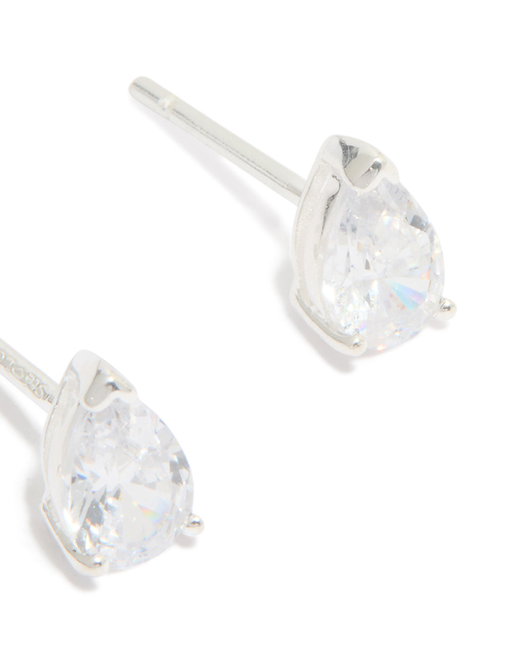 Sterling Silver Cubic Zirconia Pear Stud Earrings