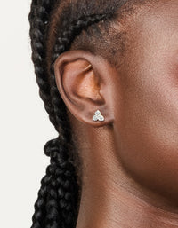 Sterling Silver Cubic Zirconia Trio Stud Earrings - link has visual effect only