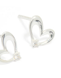 Sterling Silver Cubic Zirconia Heart Stud Earrings - link has visual effect only