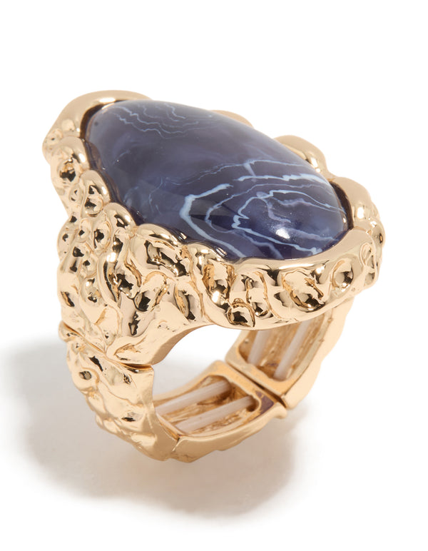 Gold Textured Purple Jewel Ring