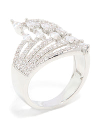 Silver Cubic Zirconia Mini Triangles Layered Ring - link has visual effect only