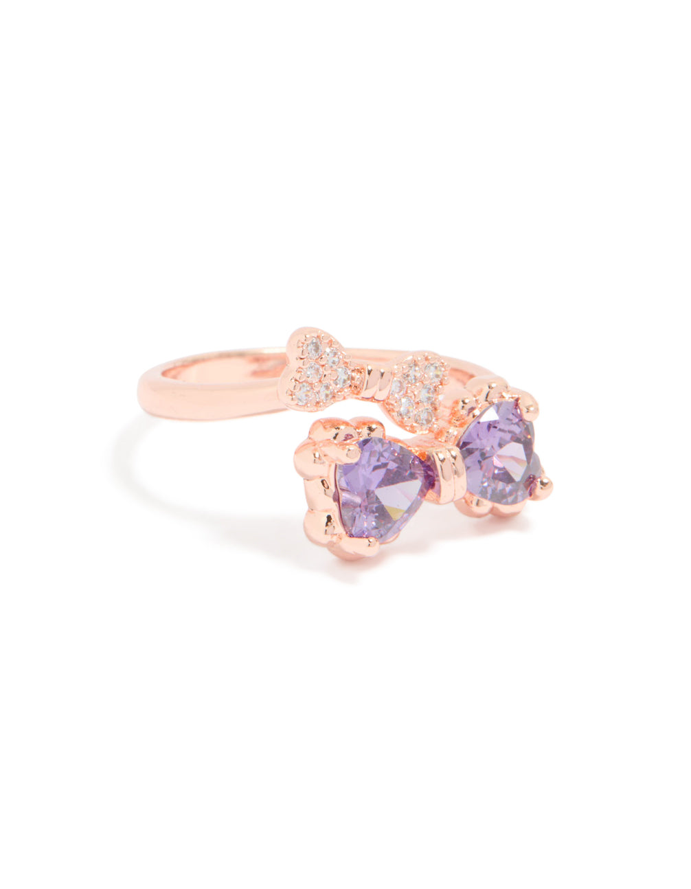 Rose Gold Cubic Zirconia Dainty Bow Ring