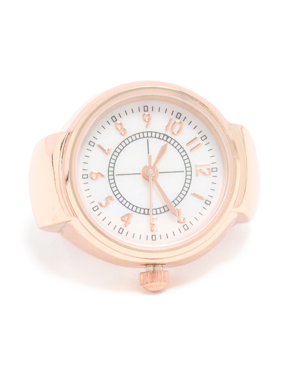 Shop this statement watch ring designed in rose gold with numbers front view