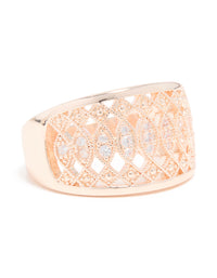 Rose Gold Cubic Zirconia Oval Cluster Embellished Ring - link has visual effect only