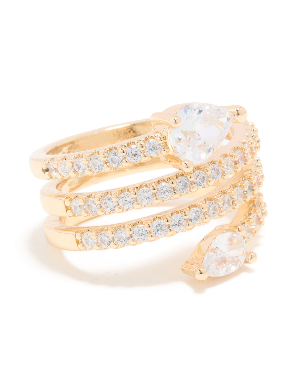 Gold Cubic Zirconia Wrapped Arrow Ring
