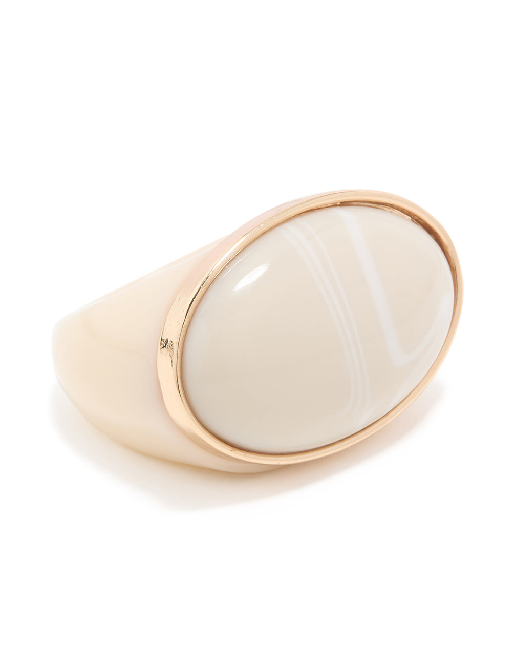 Rose Gold Cream Acrylic Oval Chunky Ring