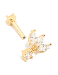 Gold Plated Sterling Silver Cubic Zirconia Fan Marquise Single Flat Back Stud - link has visual effect only