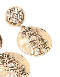 Gold Diamante Round Drop Earrings - link has visual effect only