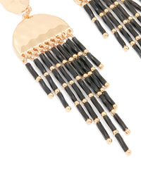 Gold Black Beaded Fountain Drop Earrings - link has visual effect only