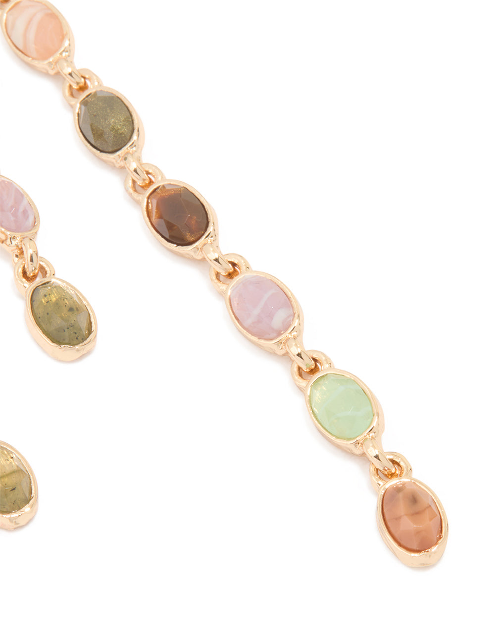 Gold Multicoloured Beaded Asymmetrical Drop Earrings