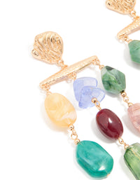 Gold Textured Multicoloured Beaded Mobile Earrings - link has visual effect only
