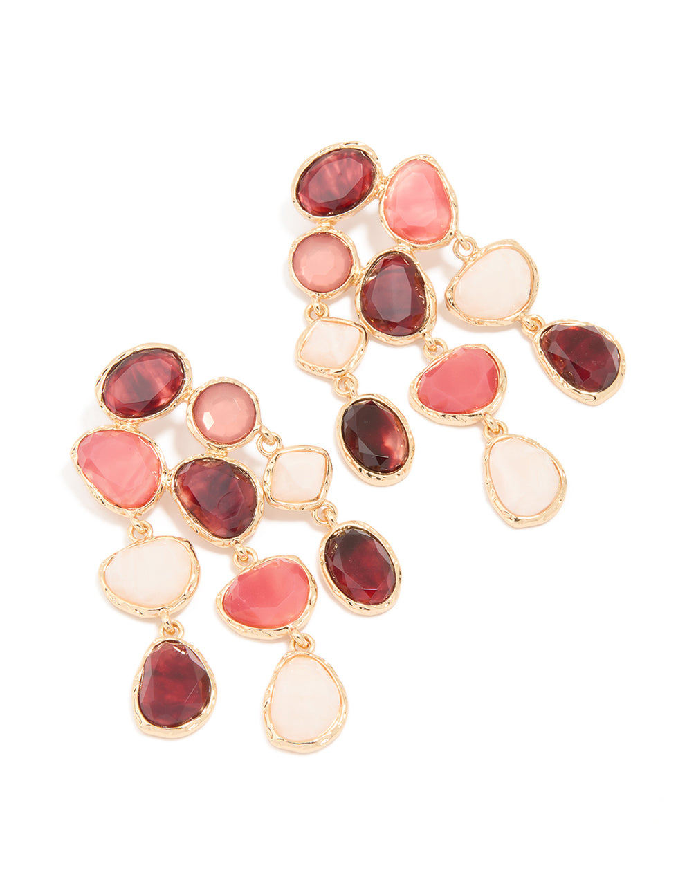Gold Multicoloured Resin Marble Stone Drop Earrings