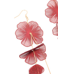 Gold Red Laser Cut Flower Drop Earrings - link has visual effect only