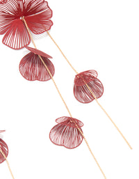 Gold Red Laser Cut Flower Drop Earrings - link has visual effect only