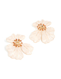 Gold Enamel Diamante Centre Flower Stud Earrings - link has visual effect only
