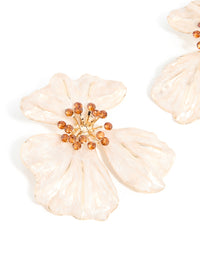 Gold Enamel Diamante Centre Flower Stud Earrings - link has visual effect only