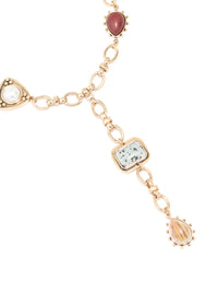 Antique Gold Marble Beaded & Pearl Y-Necklace - link has visual effect only