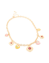 Gold Enamel Heart Charm Necklace - link has visual effect only