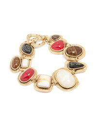 Antique Gold Marble Beaded Hook Bracelet - link has visual effect only