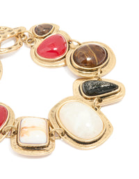 Antique Gold Marble Beaded Hook Bracelet - link has visual effect only