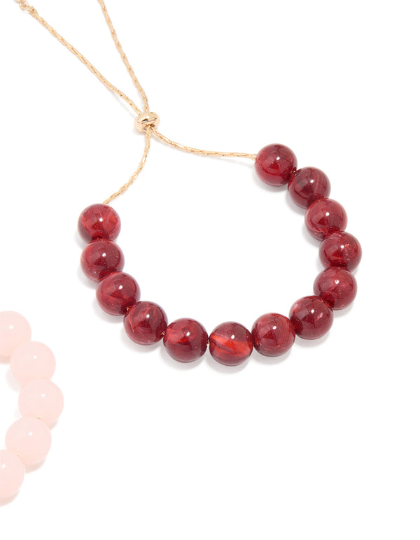 Gold Beaded Toggle Bracelets 2-Pack