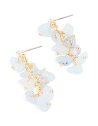 Gold Plated Blue Semi Precious Stone Cubic Zirconia Drop Earrings - link has visual effect only
