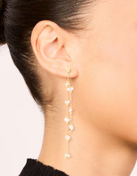 Gold Plated Rose Quartz Layered Drop Earrings - link has visual effect only