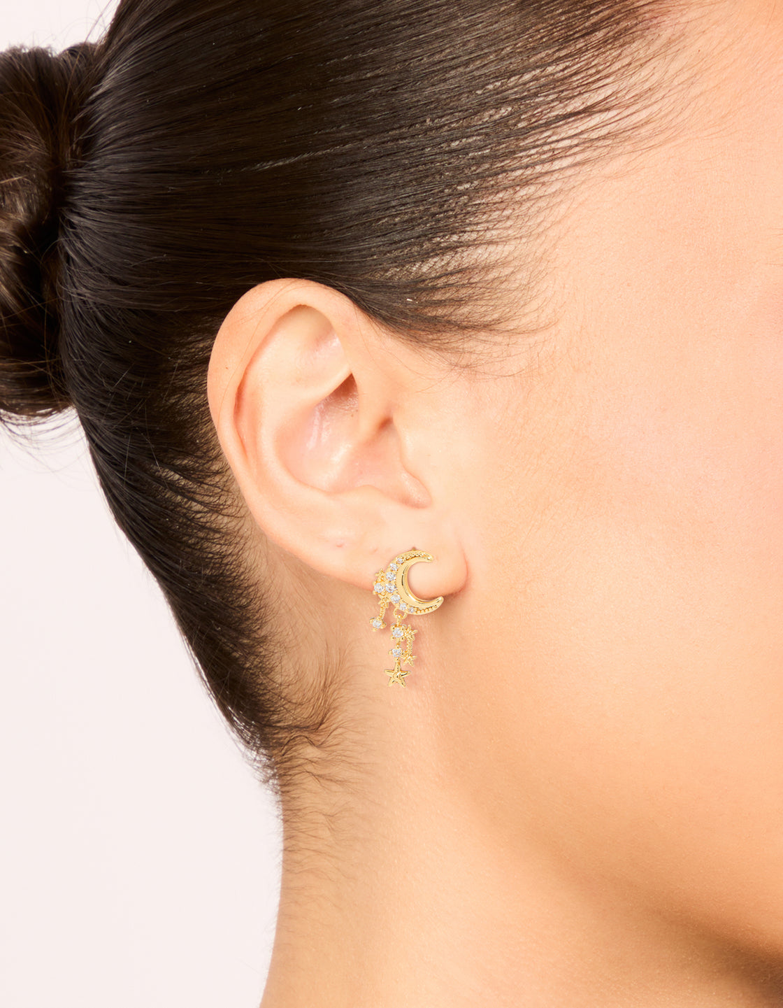 Gold Plated Cubic Zirconia Celestial Drop Earrings