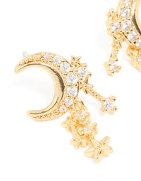 Gold Plated Cubic Zirconia Celestial Drop Earrings - link has visual effect only