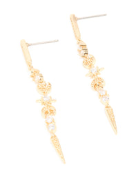 Gold Plated Cubic Zirconia Celestial Linear Earrings - link has visual effect only