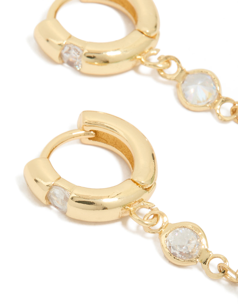 Gold Plated Green Semi Precious Stone Cubic Zirconia Teardrop Earrings