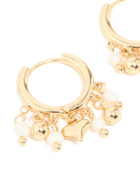 Gold Plated Freshwater Pearl Heart Drop Huggie Earrings - link has visual effect only