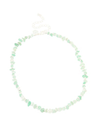 Silver Plated Green Semi Precious Stone Triangle Chip Necklace - link has visual effect only