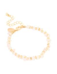 Gold Plated Rose Quartz Disc Bracelet - link has visual effect only