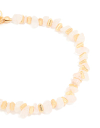 Gold Plated Rose Quartz Disc Bracelet - link has visual effect only