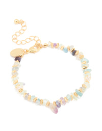 Gold Plated Mixed Semi Precious Stone Disc Bracelet - link has visual effect only