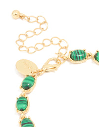 Gold Plated Emerald Semi Precious Stone Oval Bracelet - link has visual effect only