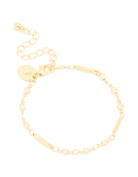 Gold Plated Cubic Zirconia Bar Chain Bracelet - link has visual effect only