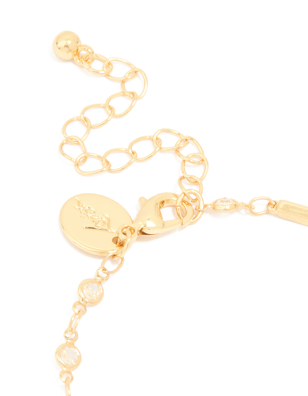 Gold Plated Cubic Zirconia Bar Chain Bracelet