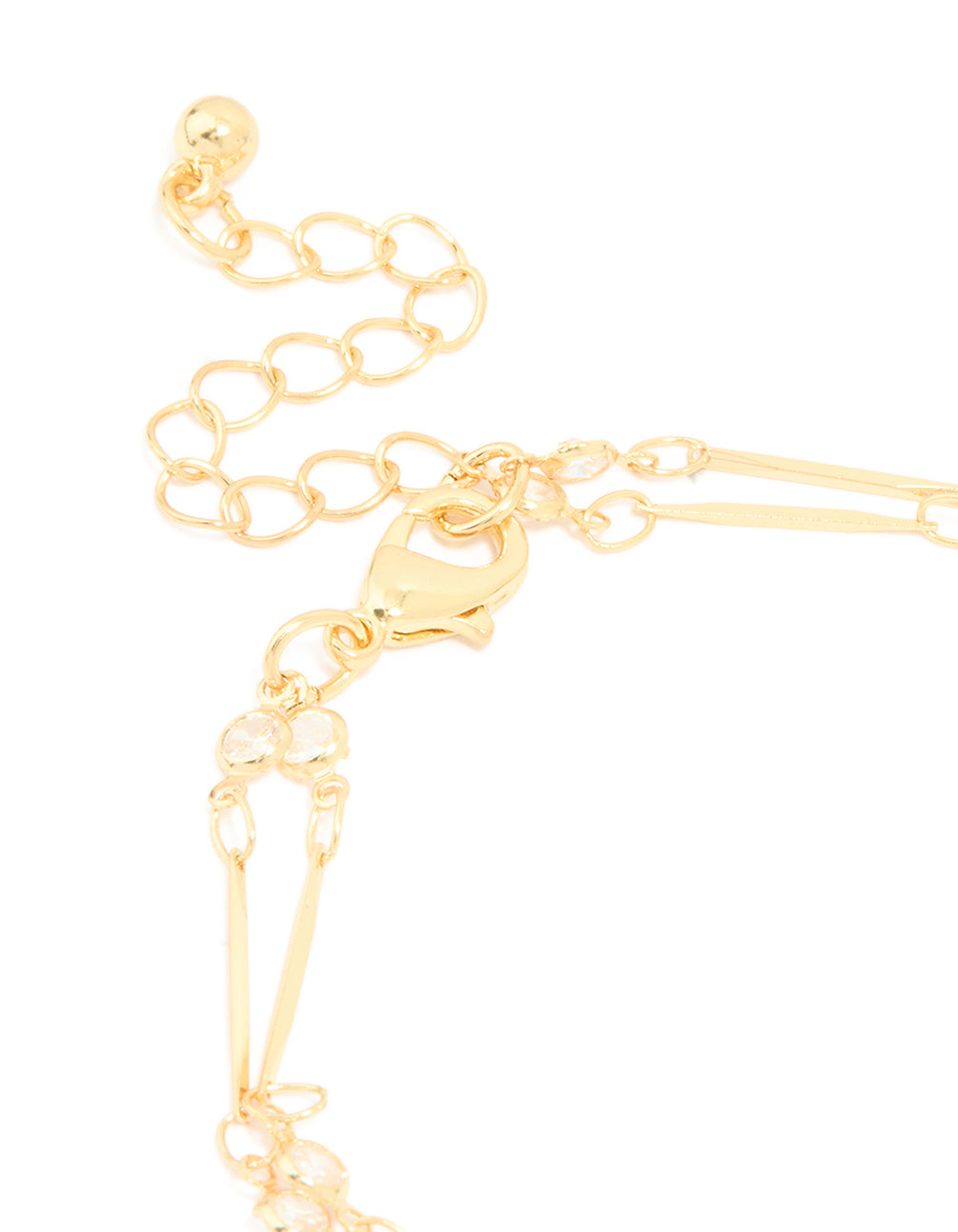 Gold Plated Cubic Zirconia & Bar Layered Bracelet
