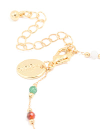 Gold Plated Multicoloured Semi Precious Stone Beaded Bracelet - link has visual effect only