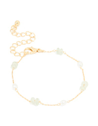 Gold Plated Pearl & Semi Precious Stone Bracelet - link has visual effect only