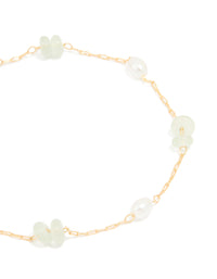 Gold Plated Pearl & Semi Precious Stone Bracelet - link has visual effect only