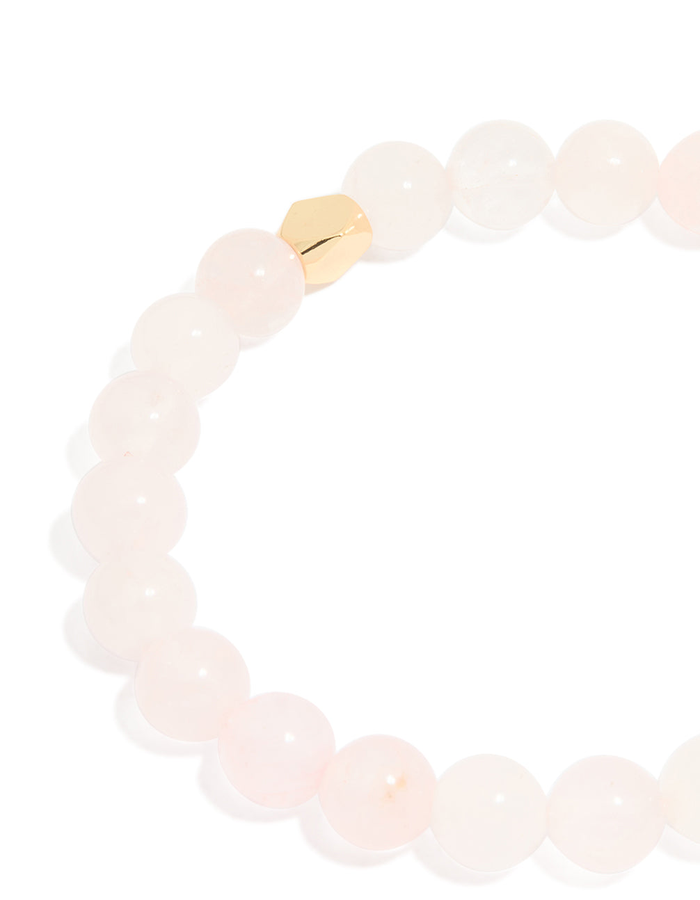 Gold Plated Round Rose Quartz Stretch Bracelet